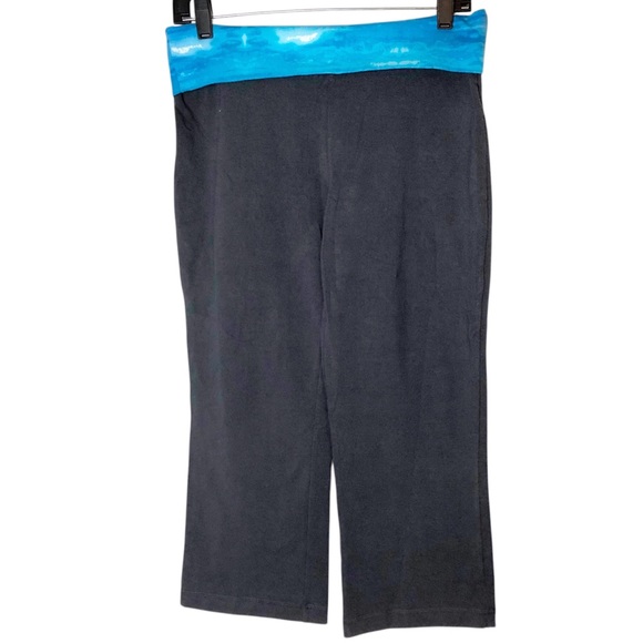 Old Navy Active Gray Capri Yoga Pants Blue TieDye Fold Over Waist  Womens Size S - Picture 3 of 7